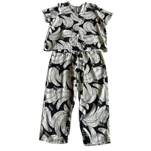 Sand & Sun Women's Banana Print‎ Two Piece Pants Set XS- Top and Bottom